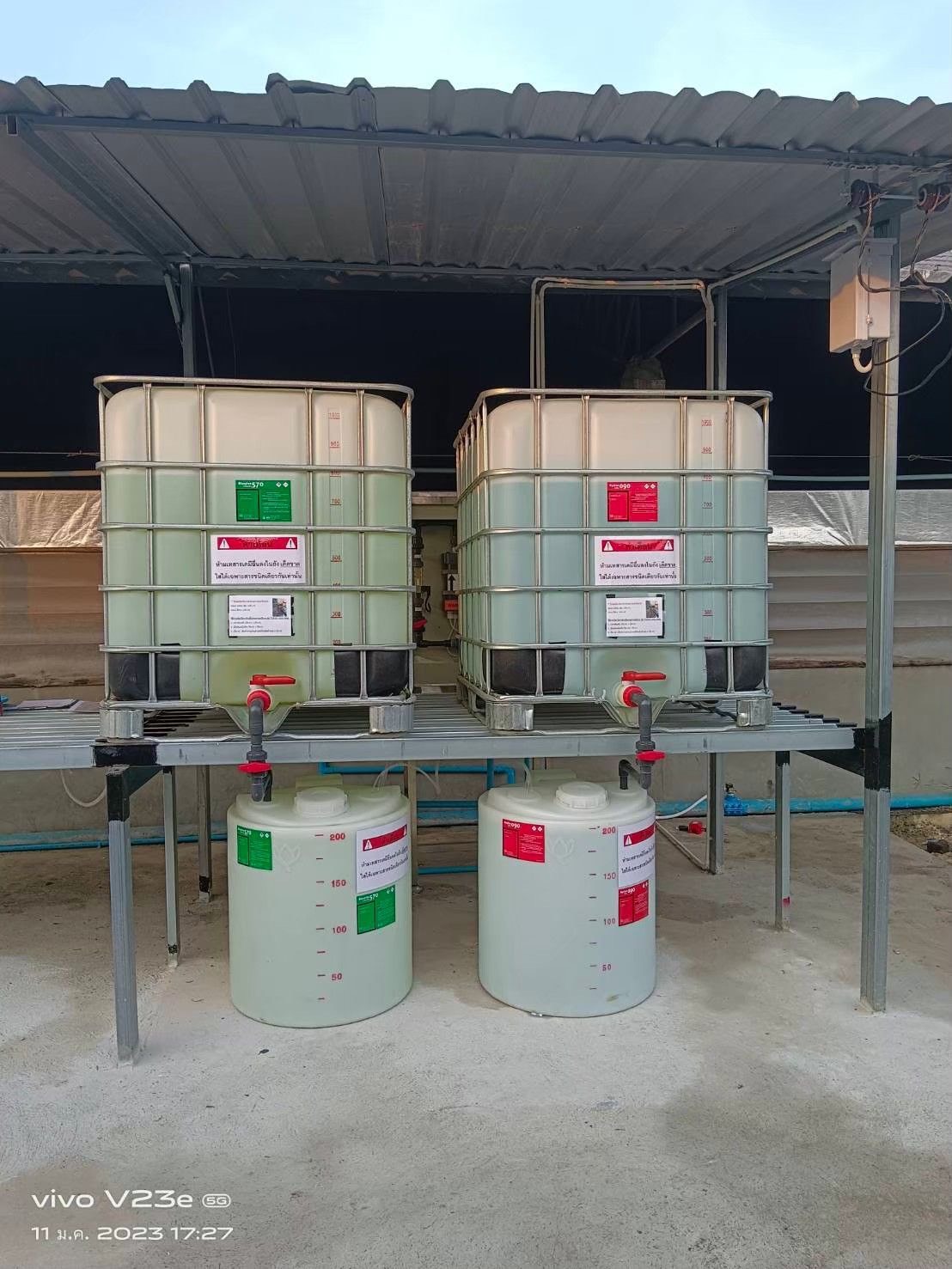 On-site chemical tanks and dosing pipework